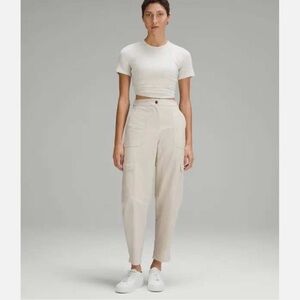 Lululemon Light Utilitech Cargo Pocket High-Rise Pant in Natural Ivory.